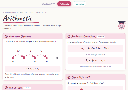 Sequences & Series cheatsheet preview
